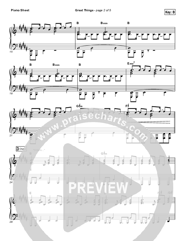 Great Things Piano Sheet (Phil Wickham)