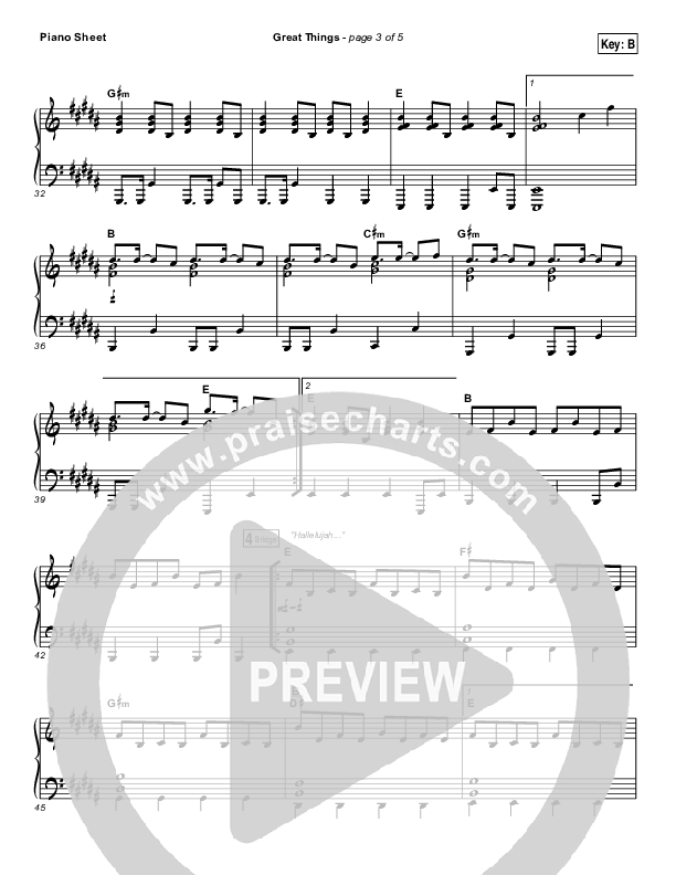 Great Things Piano Sheet (Phil Wickham)