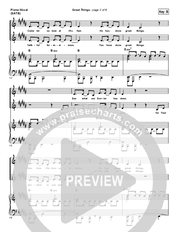 Great Things Piano/Vocal (SATB) (Phil Wickham)