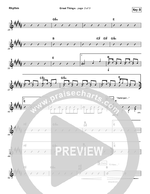 Great Things Rhythm Chart (Phil Wickham)