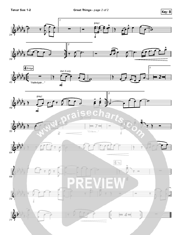 Great Things Tenor Sax 1,2 (Phil Wickham)