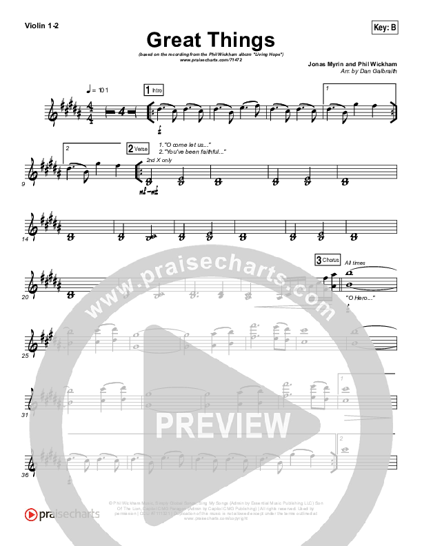 Great Things Violin 1,2 (Phil Wickham)