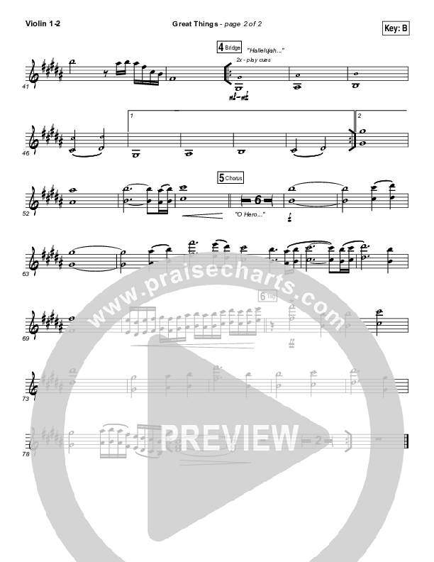 Great Things Violin 1,2 (Phil Wickham)