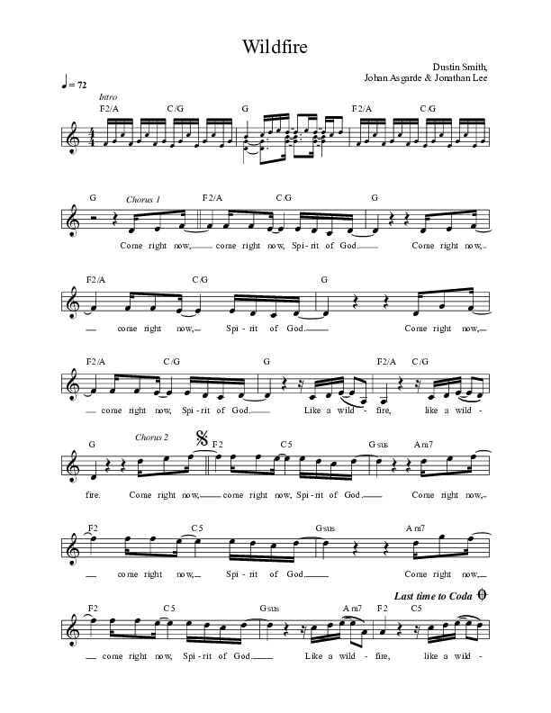 Wildfire Lead Sheet (Here Be Lions / Dustin Smith)