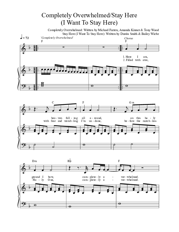 Completely Overwhelmed/Stay Here (I Want To Stay Here) Lead Sheet (SAT) (Here Be Lions / Amanda Kinner)