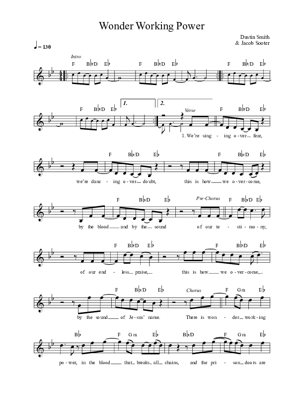 Wonder Working Power Lead Sheet (Here Be Lions / James Galbraith)