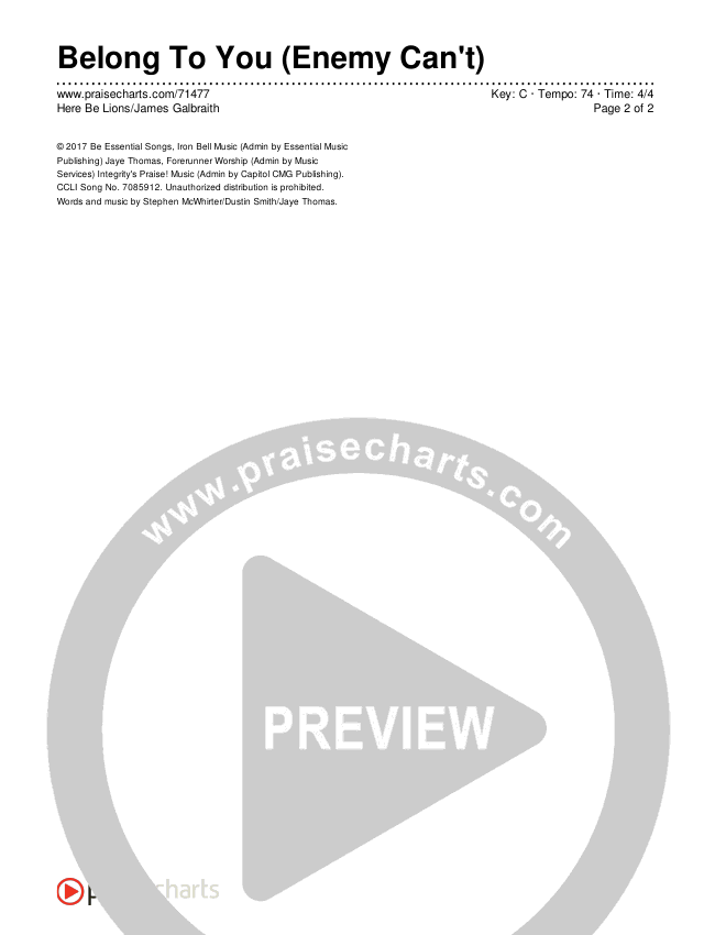 Belong To You (Enemy Can't) Chords & Lyrics (Here Be Lions / James Galbraith)