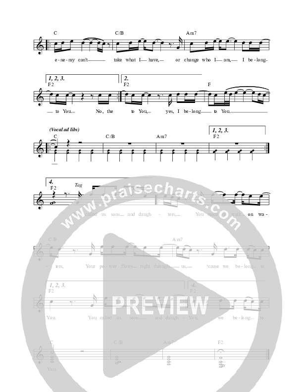 Belong To You (Enemy Can't) Lead Sheet (Here Be Lions / James Galbraith)