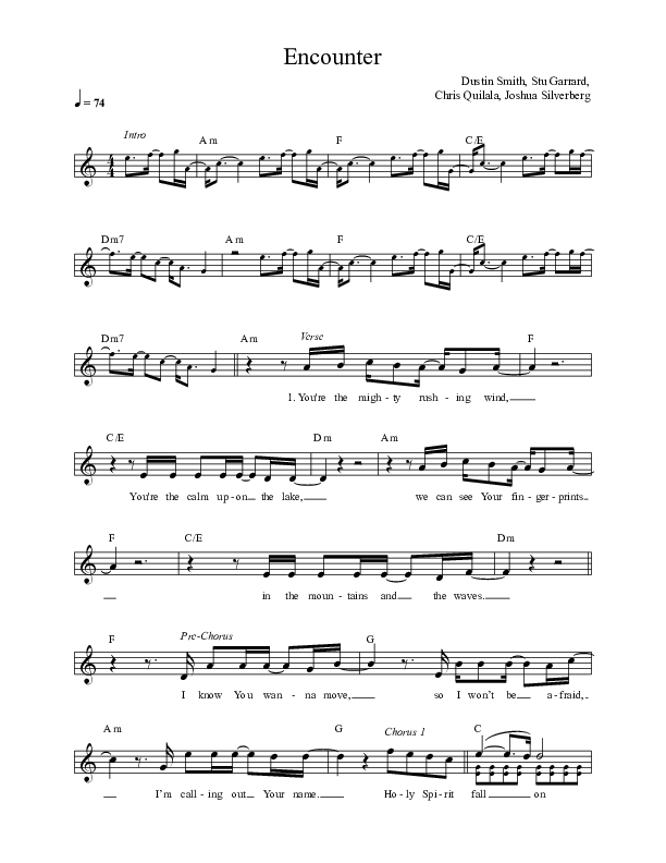 Encounter Lead Sheet (Here Be Lions / Dustin Smith)