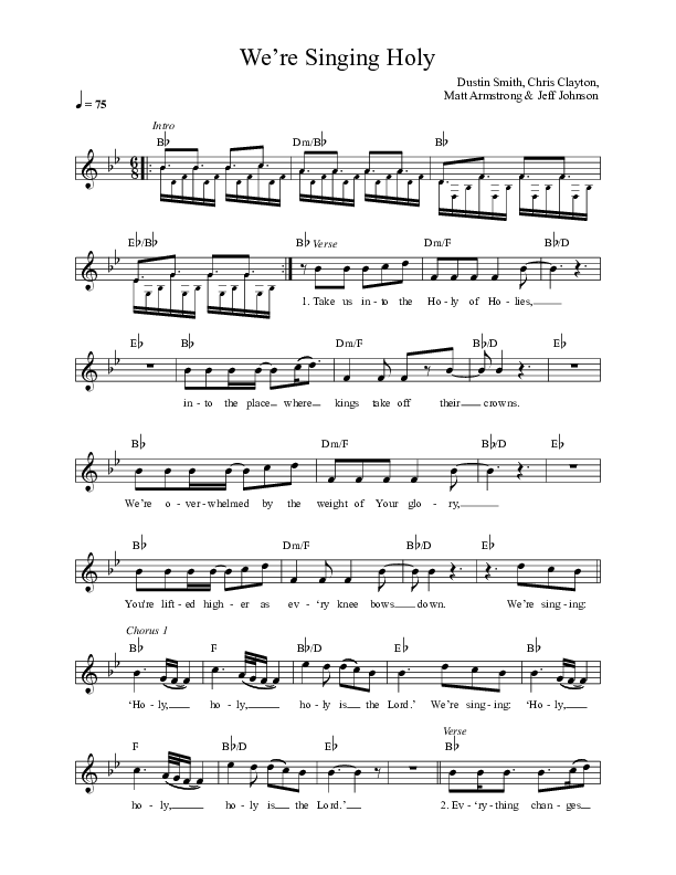 We're Singing Holy Lead Sheet (Here Be Lions / Dustin Smith)