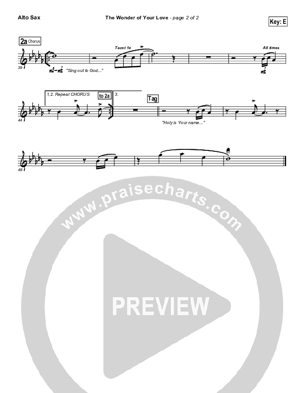 The Wonder Of Your Love Alto Sax (Hillsong Worship)
