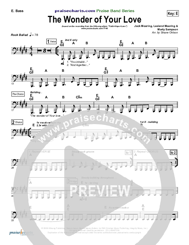 The Wonder Of Your Love Bass Guitar (Hillsong Worship)