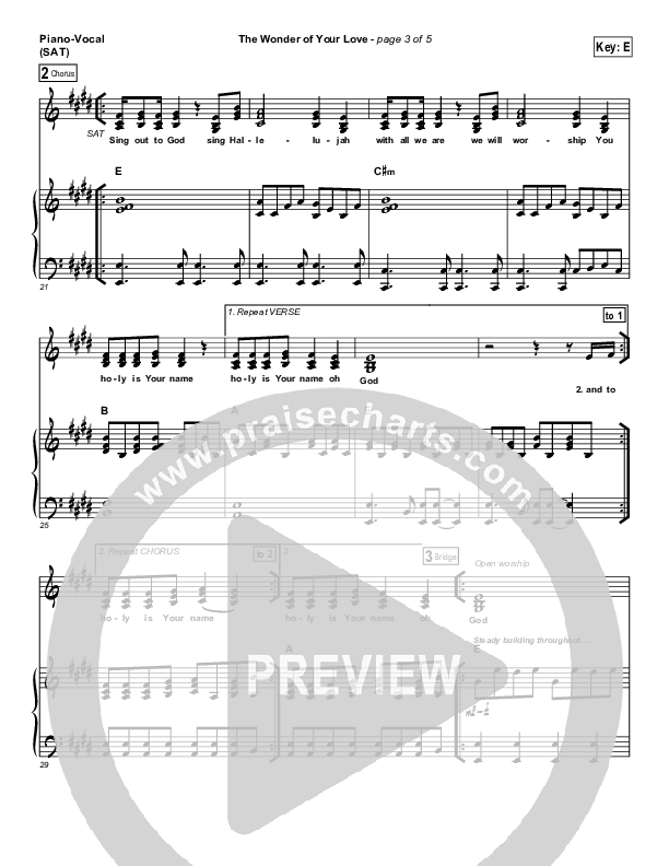 The Wonder Of Your Love Piano/Vocal (SAT) (Hillsong Worship)