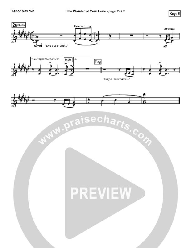The Wonder Of Your Love Tenor Sax 1/2 (Hillsong Worship)