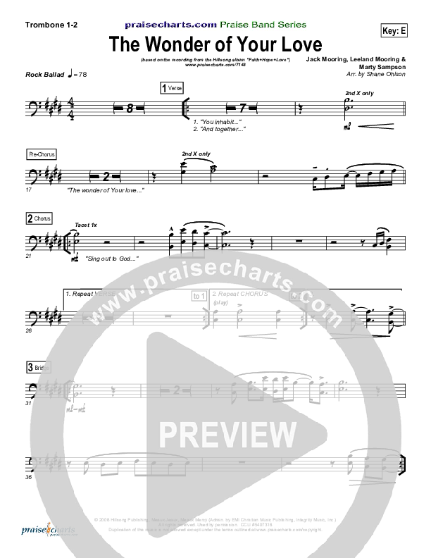 The Wonder Of Your Love Trombone 1/2 (Hillsong Worship)