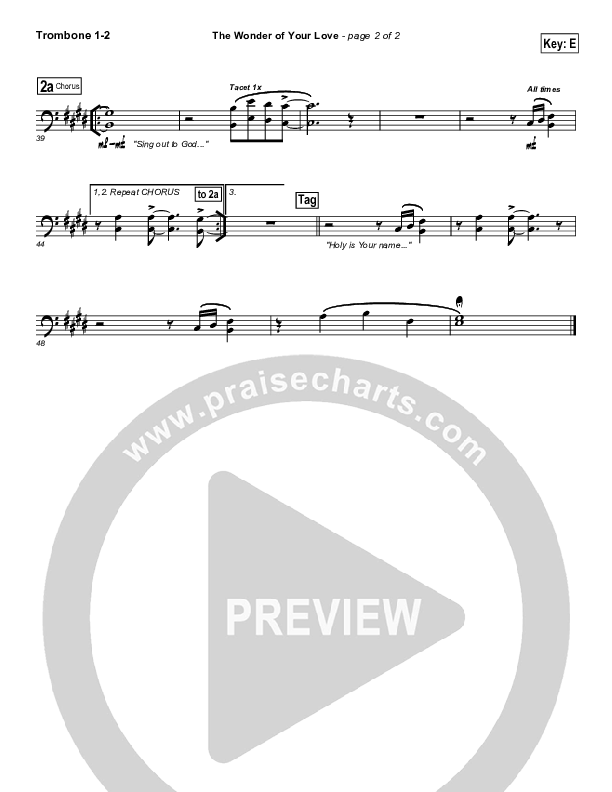 The Wonder Of Your Love Trombone 1/2 (Hillsong Worship)