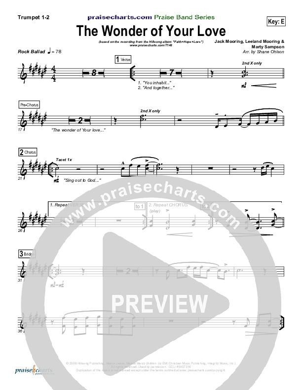 The Wonder Of Your Love Trumpet 1,2 (Hillsong Worship)