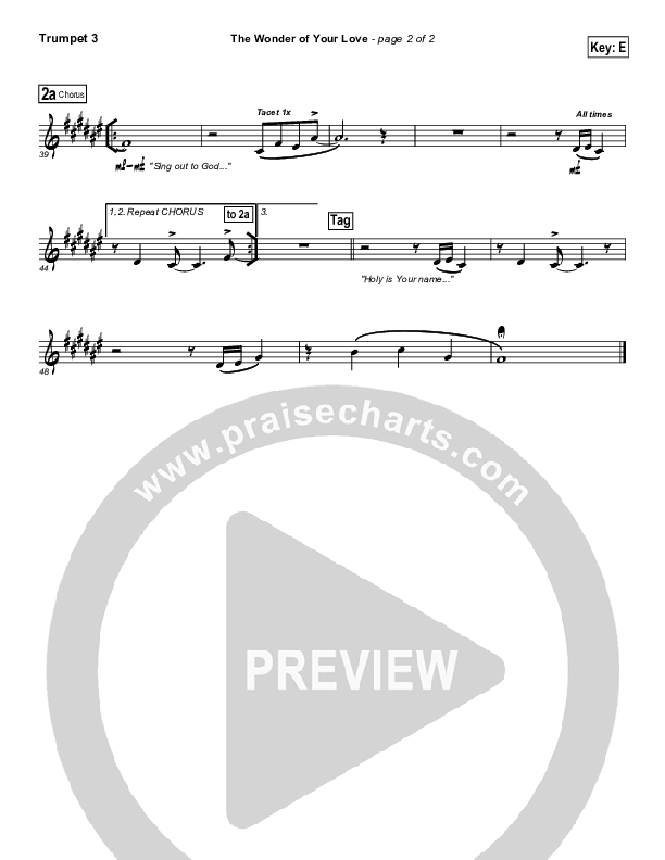 The Wonder Of Your Love Trumpet 3 (Hillsong Worship)