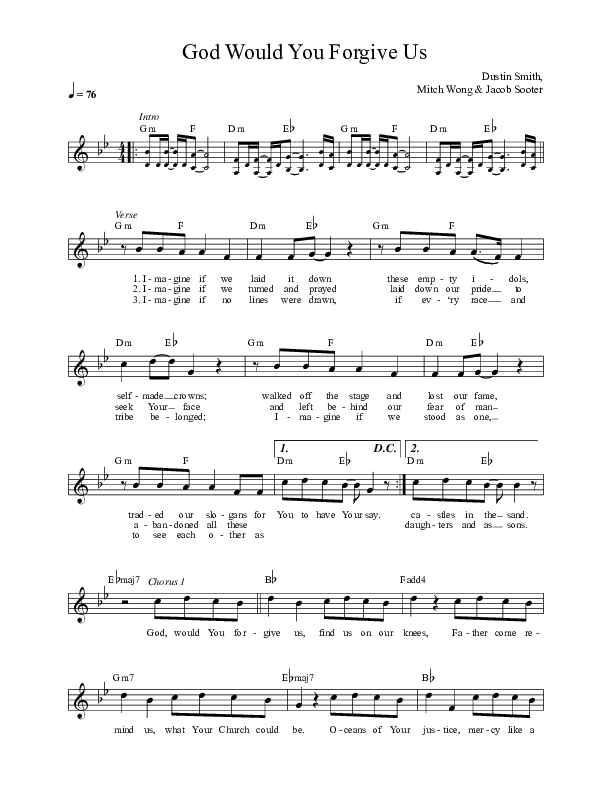 God Would You Forgive Us Lead Sheet (Here Be Lions / Dustin Smith)