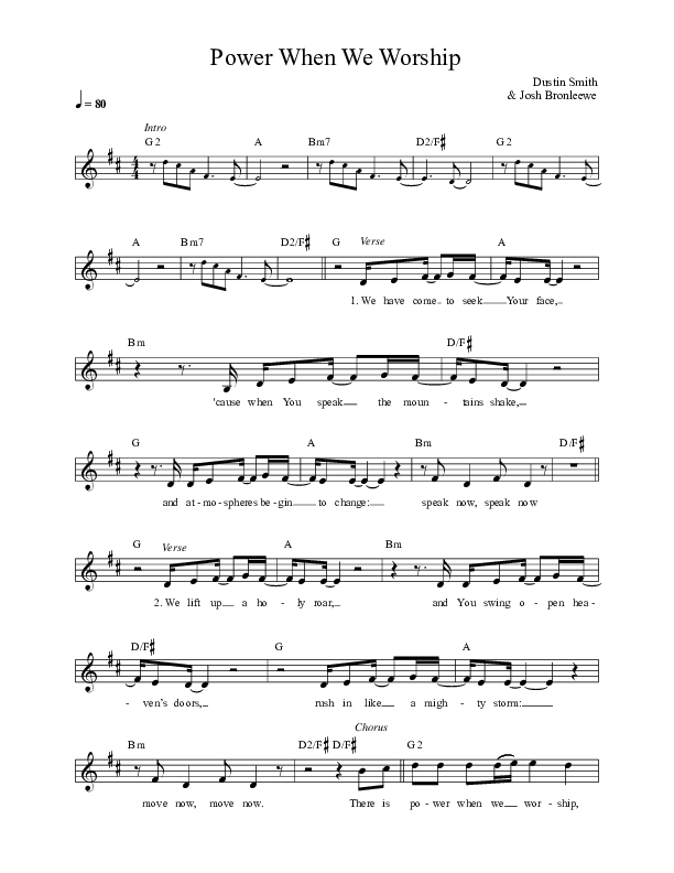 Power When We Worship Lead Sheet (Here Be Lions / Dustin Smith)