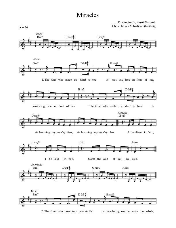 Miracles Lead Sheet (Here Be Lions / Dustin Smith)