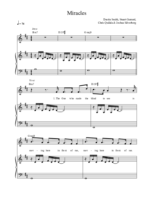 Miracles Piano/Vocal (SAT) (Here Be Lions / Dustin Smith)