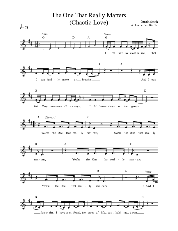 The One That Really Matters Lead Sheet (Here Be Lions / Dustin Smith)