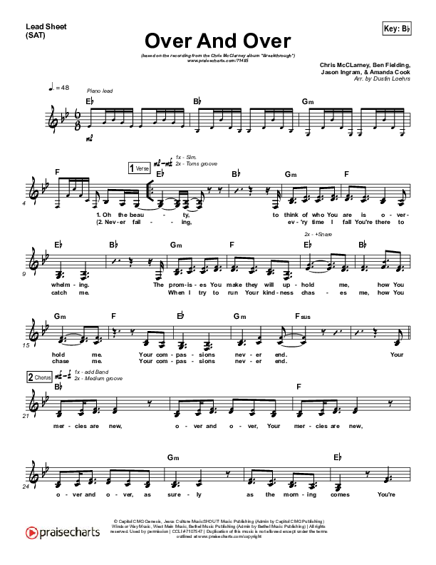 Over And Over Sheet Music PDF (Chris McClarney) - PraiseCharts