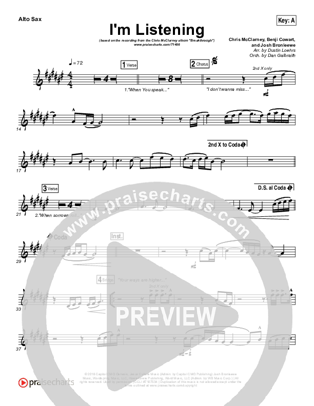 I'm Listening Alto Sax (Chris McClarney / Hollyn)