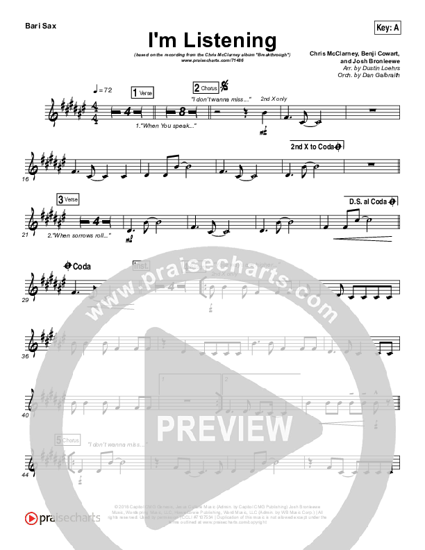 I'm Listening Bari Sax (Chris McClarney / Hollyn)