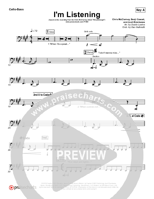 I'm Listening Cello/Bass (Chris McClarney / Hollyn)