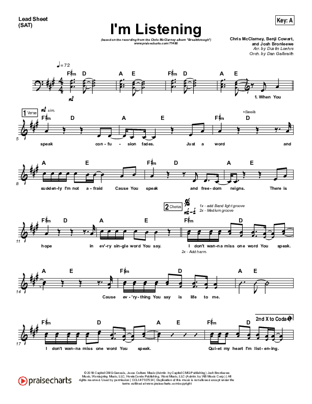 I'm Listening Lead Sheet (SAT) (Chris McClarney / Hollyn)