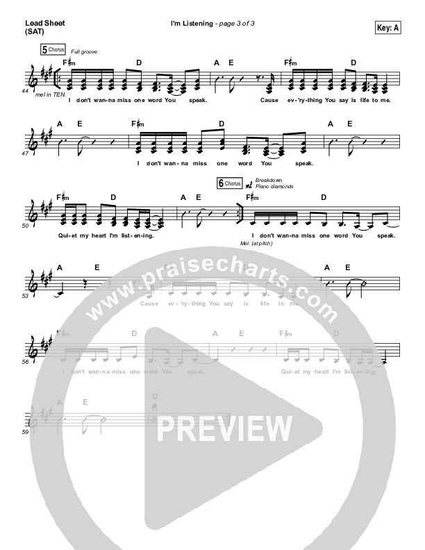 I'm Listening Lead Sheet (SAT) (Chris McClarney / Hollyn)