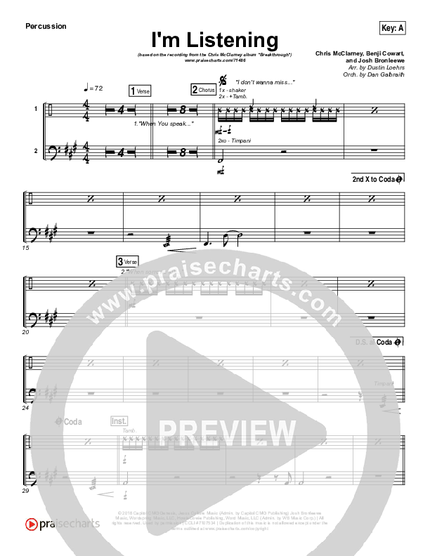 I'm Listening Percussion (Chris McClarney / Hollyn)