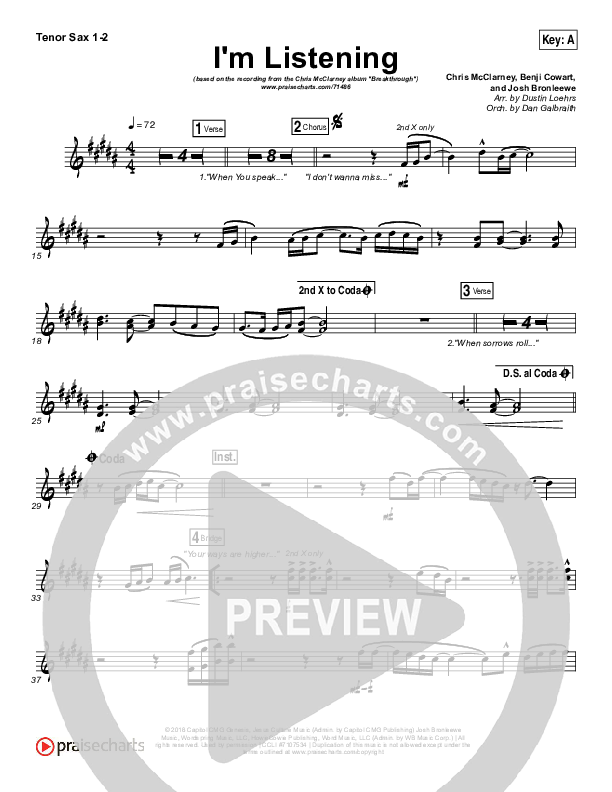 I'm Listening Tenor Sax 1/2 (Chris McClarney / Hollyn)