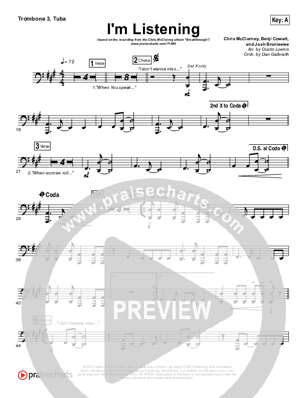 I'm Listening Trombone 3/Tuba (Chris McClarney / Hollyn)