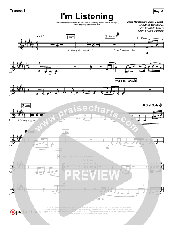 I'm Listening Trumpet 3 (Chris McClarney / Hollyn)