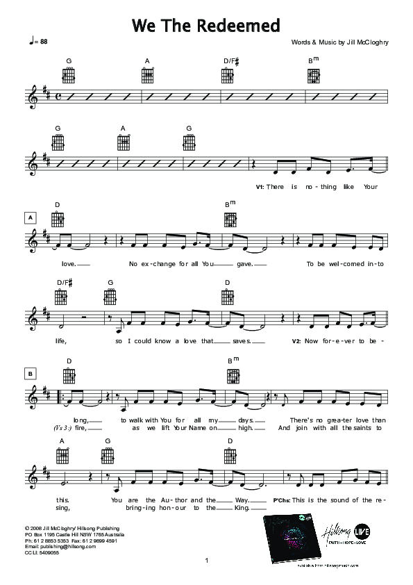We The Redeemed Lead Sheet (Hillsong Worship)