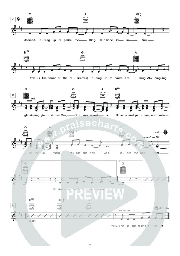 We The Redeemed Lead Sheet (Hillsong Worship)