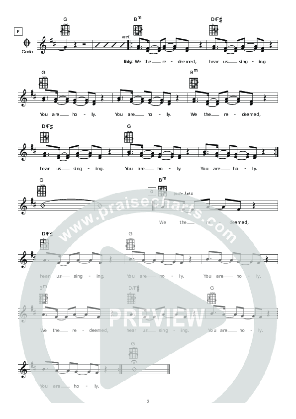 We The Redeemed Lead Sheet (Hillsong Worship)