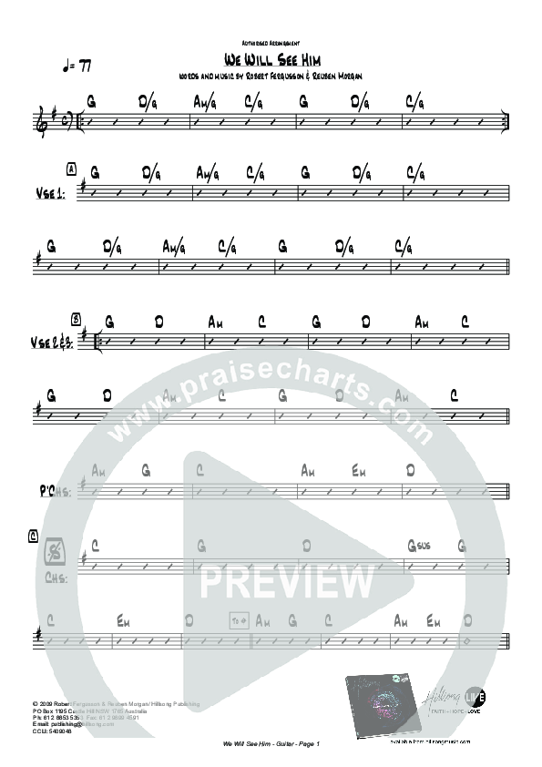 We Will See Him (Instrumental) Rhythm Chart (Hillsong Worship)