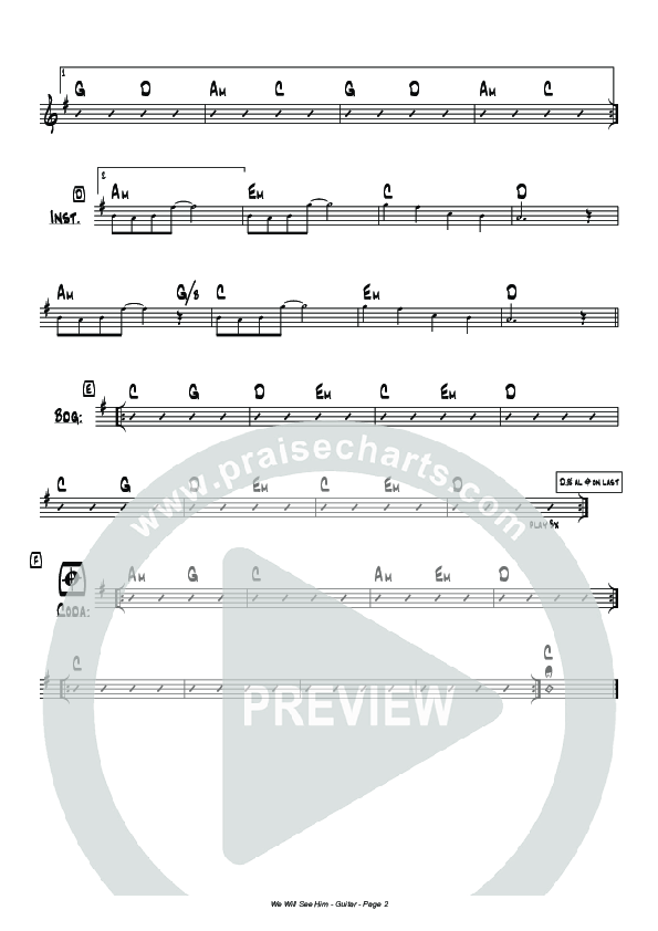 We Will See Him (Instrumental) Rhythm Chart (Hillsong Worship)