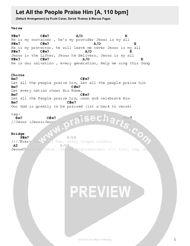 Let All The People Praise Him Chord Chart (Puchi Colon)
