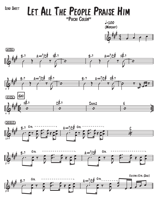 Let All The People Praise Him Lead Sheet (Puchi Colon)