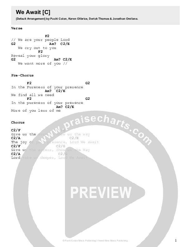 We Await Chords & Lyrics (Puchi Colon)