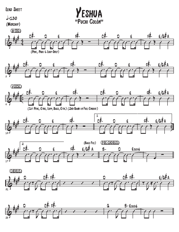 Yeshua Lead Sheet (Puchi Colon)