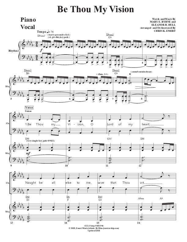 Be Thou My Vision Piano/Vocal (Chris Emert)