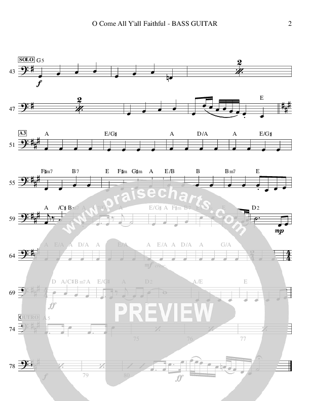 O Come All Y'all Faithful Bass Guitar (Ric Flauding)