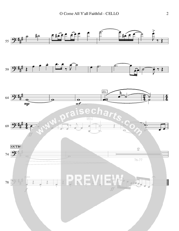 O Come All Y'all Faithful Cello (Ric Flauding)