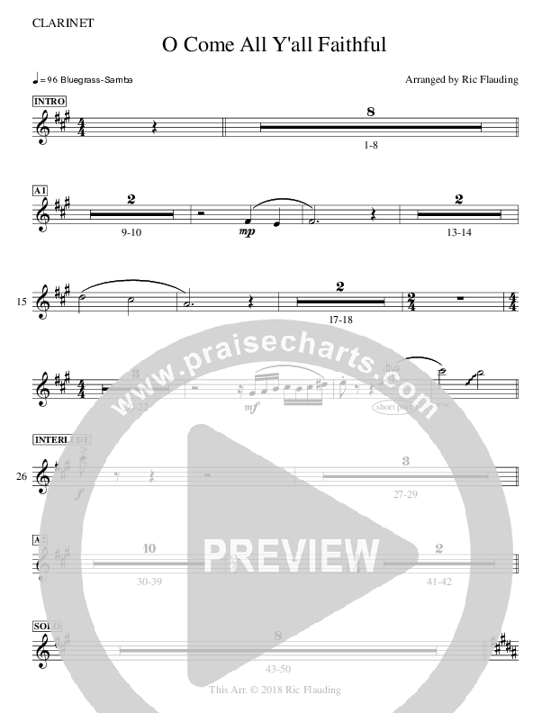 O Come All Y'all Faithful Clarinet (Ric Flauding)